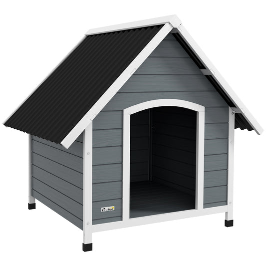 Outdoor Dog Kennel, Wooden Dog House, with Removable Floor, Anti-Corrosion Wood, for Large Dogs, 106.5H x 110W x 98Dcm