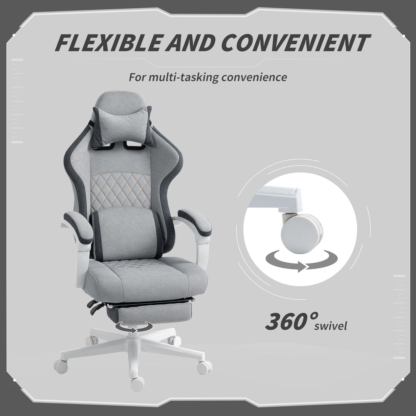 Gaming Chair, Gamer Computer Chair with Footrest, High Back, Lumbar Support, Adjustable Height