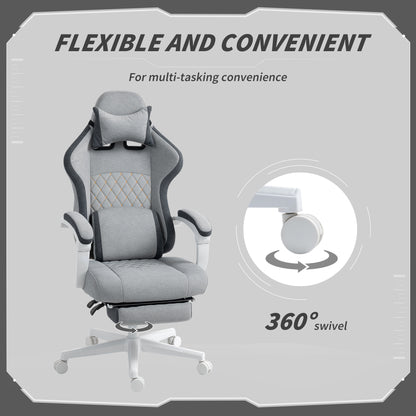 Gaming Chair, Gamer Computer Chair with Footrest, High Back, Lumbar Support, Adjustable Height