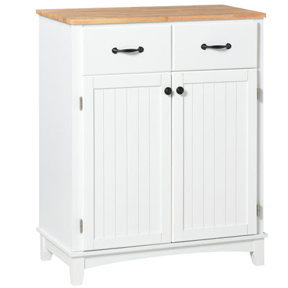 Modern Kitchen Cupboard, Wooden Storage Cabinet, Tableware Organizer with 2 Drawers for Living & Dining Room, White