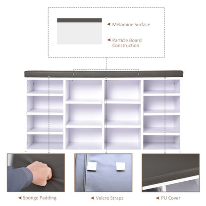 Multi-Storage Shoe Rack with 14 Compartments Cushion Moving Shelves, Solid Frame Foot Pads, White