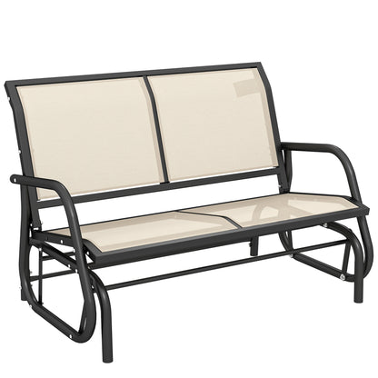 2-Person Outdoor Glider Bench Patio Double Swing Gliding Chair Loveseat w/Power Coated Steel Frame for Garden Patio Porch
