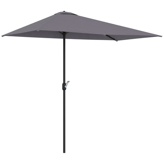 Balcony Half Parasol Semi Round Umbrella Patio Crank Handle (2.3 m, Grey)- NO BASE INCLUDED