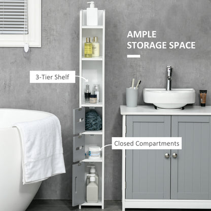 Modern Bathroom Storage Cabinet, Freestanding Tall Bathroom Cabinet with Open Shelves and 3 Cupboards with Door