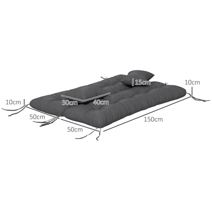 Back and Seat Cushion Replacement with 2 Pillows, Patio Chair Cushions Set with Ties, Charcoal Grey