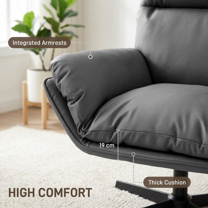Accent Chair with 360 Swivel Armchair for Living Room with Padded Cushion Dark Grey
