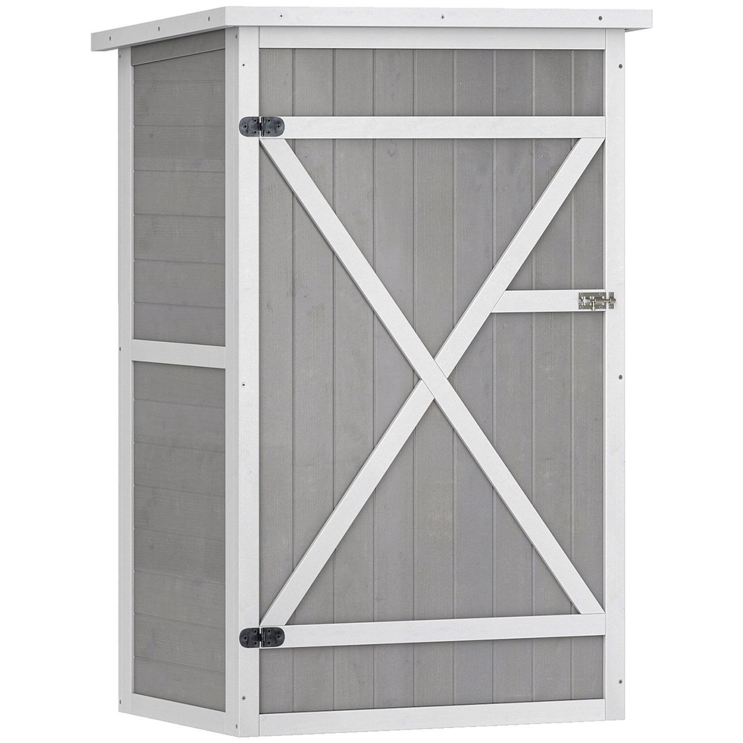 Wooden Small Shed, 75L x 56W x115H cm Garden Storage Shed with Shelves and Bolt Latch, Grey