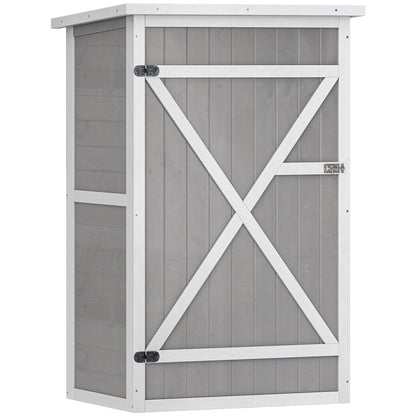 Wooden Small Shed, 75L x 56W x115H cm Garden Storage Shed with Shelves and Bolt Latch, Grey