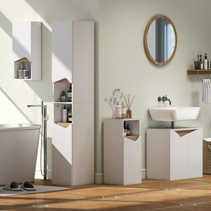 Under Sink Bathroom Cabinet, Bathroom Storage Cabinet with Soft-Close Doors, for Basin without Pedestal, White