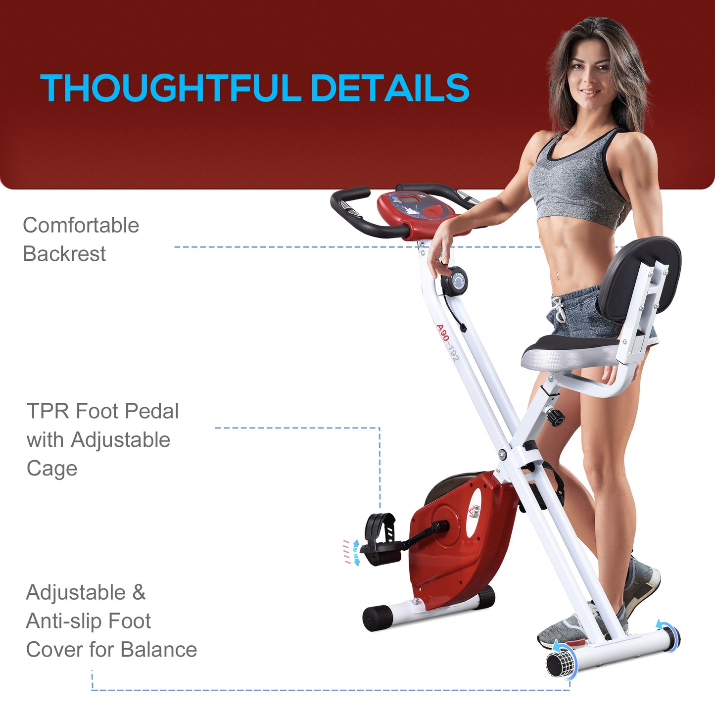 Folding Exercise Bike, Fitness Bicycle Indoor Trainer, Quiet 8-Level Magnetic Resistance, with LCD Monitor
