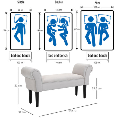 End of Bed Bench, Upholstered Window Seat with Arms and Wooden Legs, Modern Shoe Bench for Entryway, Living Room, Bedroom