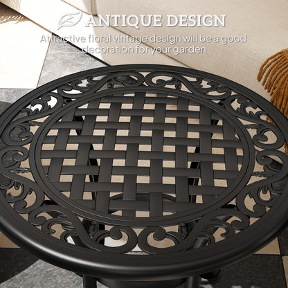 Outdoor Garden Table, Cast Aluminium Patio End Table with Anti-slip Foot Pads for Garden, Patio, Balcony, 60 x 60 cm, Black