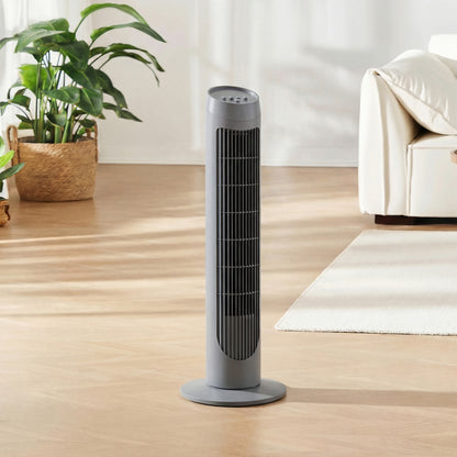Tower Fan for Bedroom Cooling, 75cm Electric 70° Oscillating with 3 Speed Settings, Standing Floor Fan, Grey