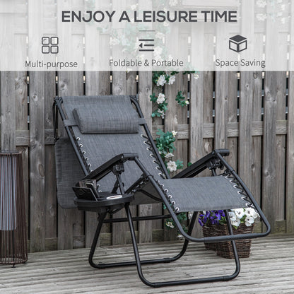 Foldable Reclining Garden Chair with Headrest, Zero Gravity Deck Sun Lounger Seat Chair with Footrest, Armrest
