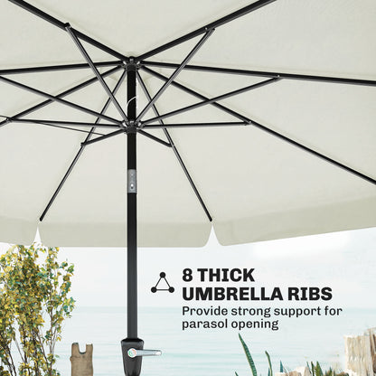 2.7m Patio Parasol Garden Umbrellas with Aluminium Pole, UPF 50+ Outdoor Sun Shade Table Umbrella with Tilt, Crank, 8 Ribs