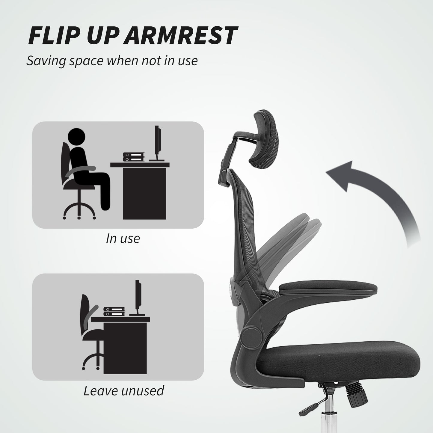 Mesh Back Office Chair, with Lumbar Support - Black
