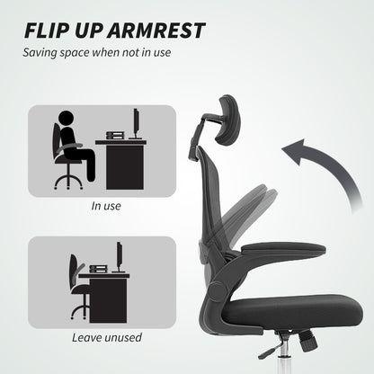 Mesh Back Office Chair, with Lumbar Support - Black
