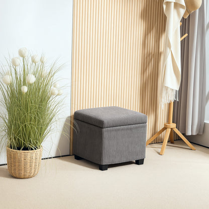 Storage Ottoman Bench, Corduroy Storage Chest Box with Wooden Legs, 40cm Bed End Bench for Living Room, Bedroom, Entryway