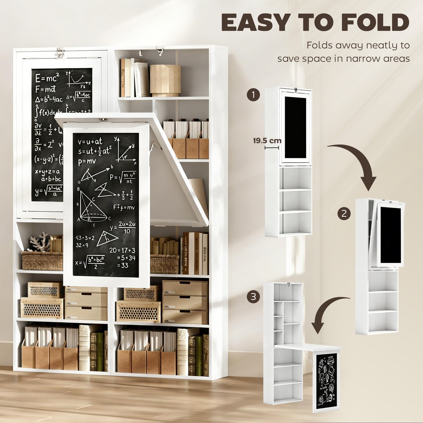 3-in-1 Fold-Out Work Desk - White