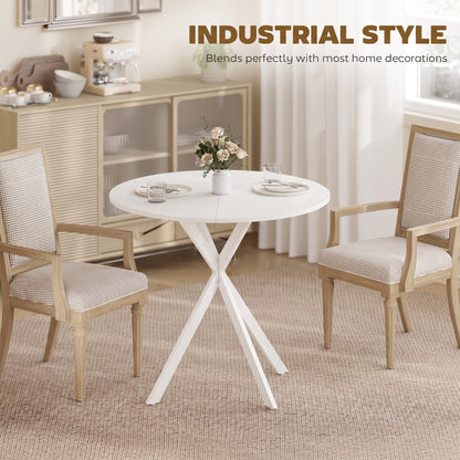 80cm Industrial Round Dining Table - White