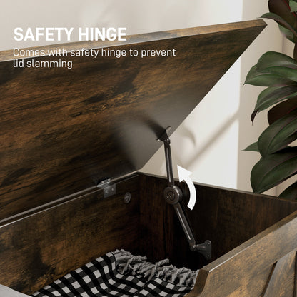 100L Home Storage Box, with Safety Hinge - Rustic Brown