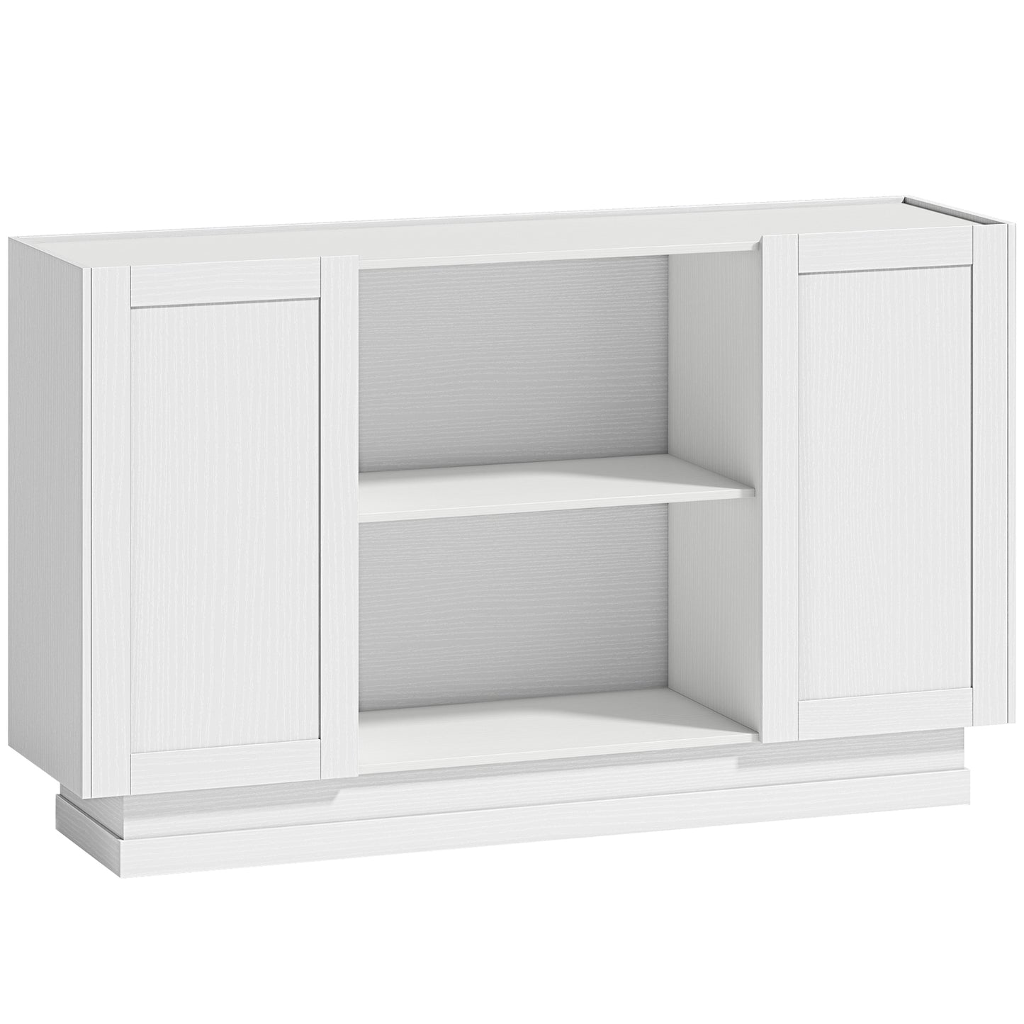 Sideboard Buffet Cabinet, 133 cm Storage Cabinet with 2 Open Shelves, 2 Cupboards and Soft Close Doors, White