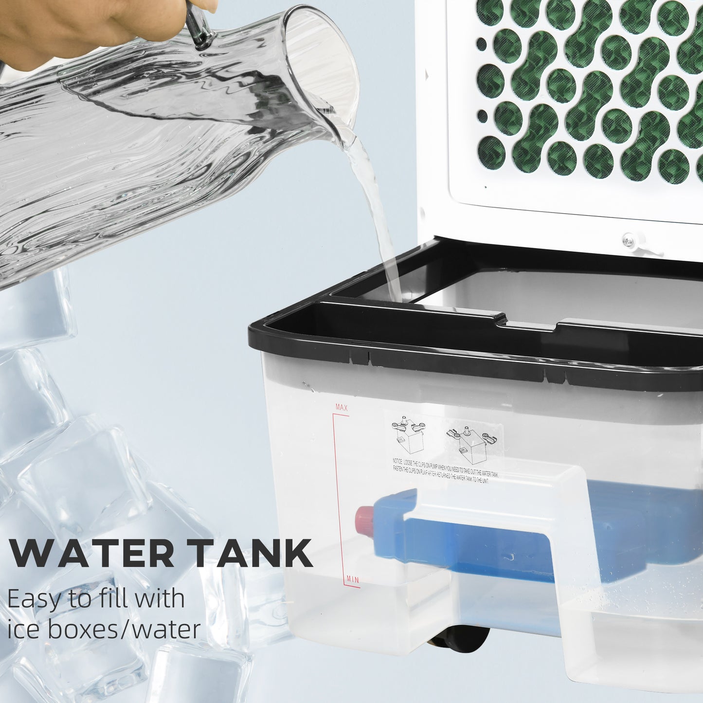 Portable Air Cooler, Evaporative Anion Ice Cooling Fan Water Conditioner Humidifier Unit with 10L Water Tank, 3 Modes