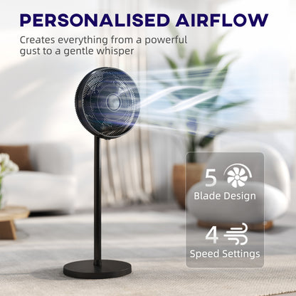 40 cm Standing Fan, Cooling Floor Fan with 80° Oscillating, Adjustable Tilt and Height, 4 Speed, Remote Control, Black