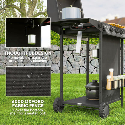 Four Burner Gas Grill BBQ - Black