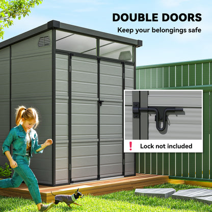 6 x 6ft Outdoor Storage Shed, Plastic Garden Shed with Windows and Air Vents, Outdoor Resin Tool Shed
