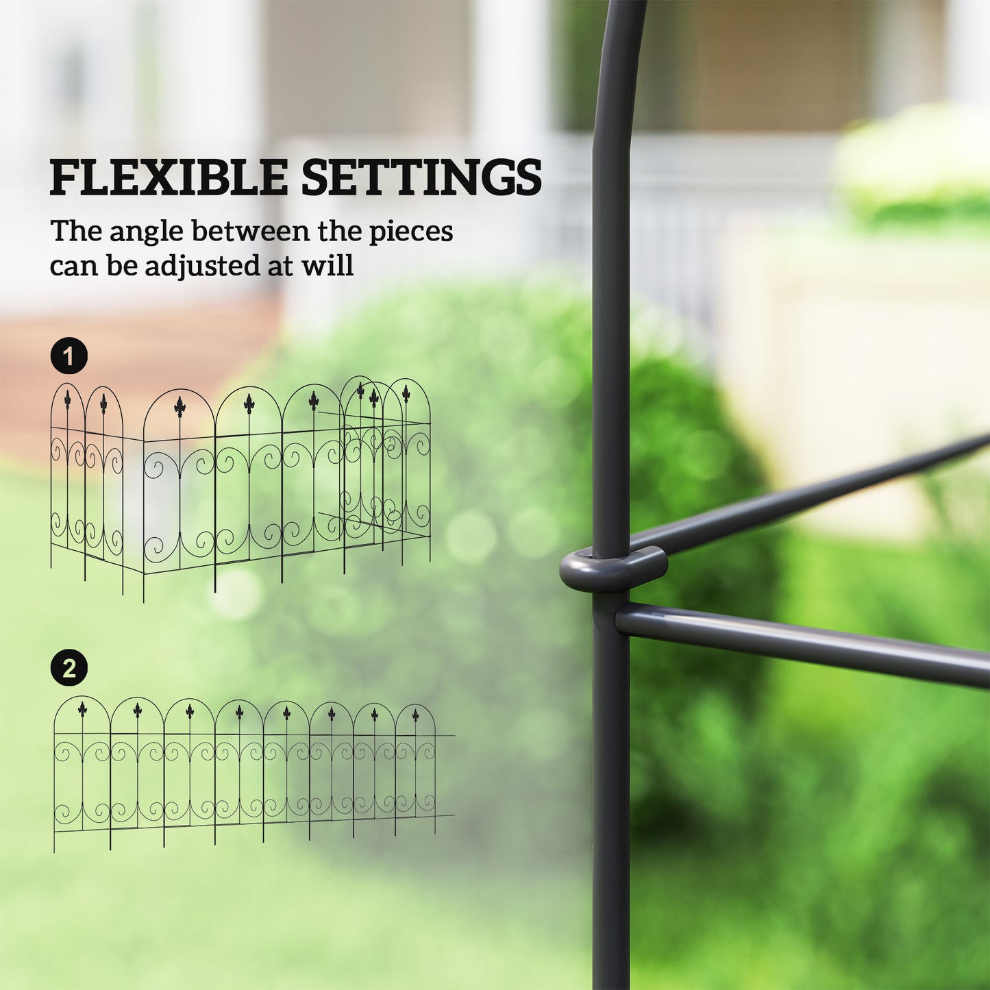 Decorative Garden Fencing, 8PCs 44in x 12.5ft Outdoor Picket Fence Panels
