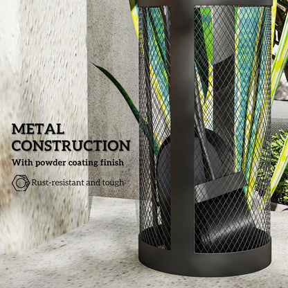 5-Piece Fireplace Tools Set with Mesh Basket, Indoor Outdoor Fireside Accessories for Fireplaces, Fire Pits, Black