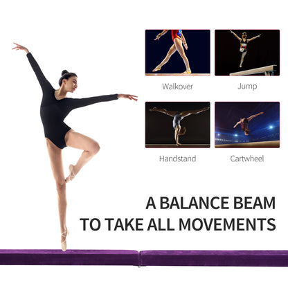 2.1M 7FT Gymnastics Folding Balance Beam Home Gym Training Exercise Sports - Purple