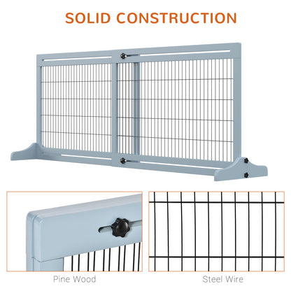 Freestanding Dog Gate, Foldable Pet Fence, Indoor Wood Barrier, Stair Gate with Support Feet, for Doorway, Hallway
