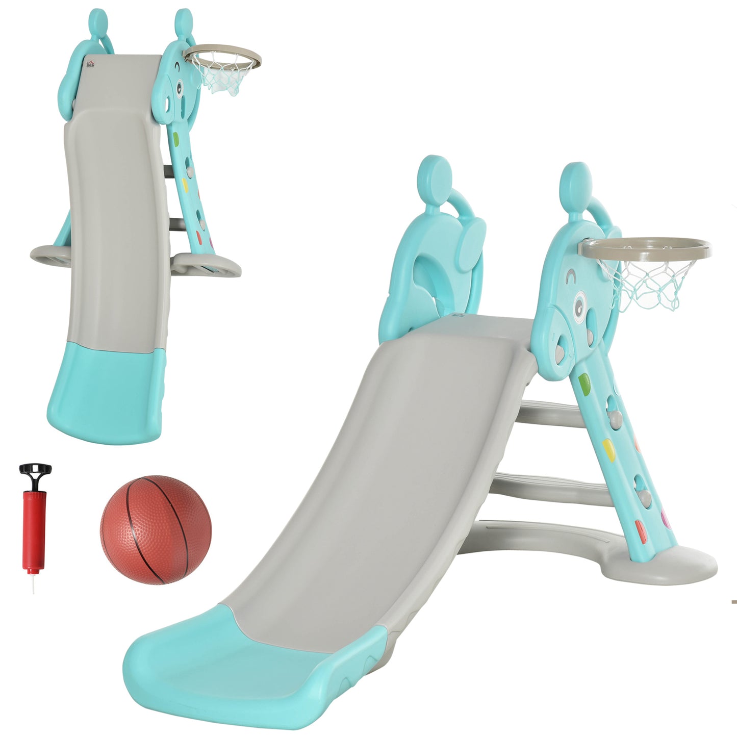 Kids Slide 2 in 1 Toddler Freestanding slide with Basketball Hoop Indoor/Outdoor Use Deer Shaped for 18 months -4 Years Old B