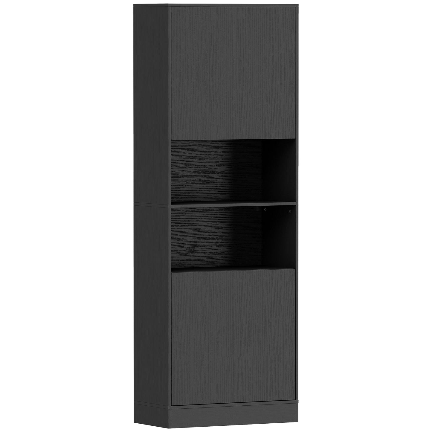170 cm Kitchen Pantry Cabinet, Freestanding Storage Cabinet with Soft-Close Hinges, Black Wood Effect