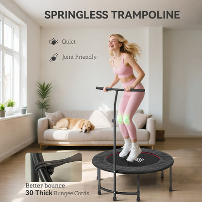40" Fitness Trampoline with Adjustable Handle, Rebounder Trampoline, Mini Jumper for Indoor Exercise Workout, Black