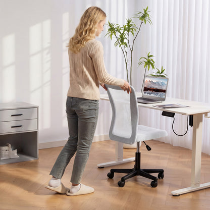 Mesh Office Chair Armless Swivel Executive Computer Desk Chair Adjustable Height Wheels White
