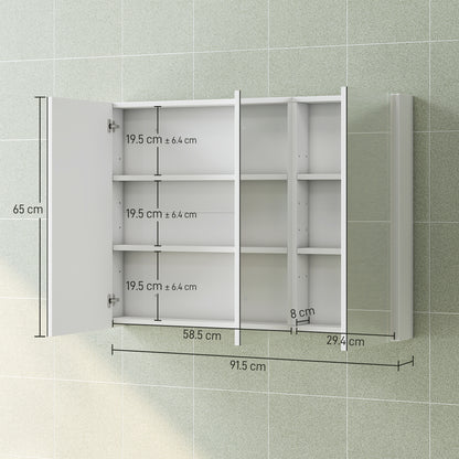 Three-Mirror Bathroom Storage Cabinet - White