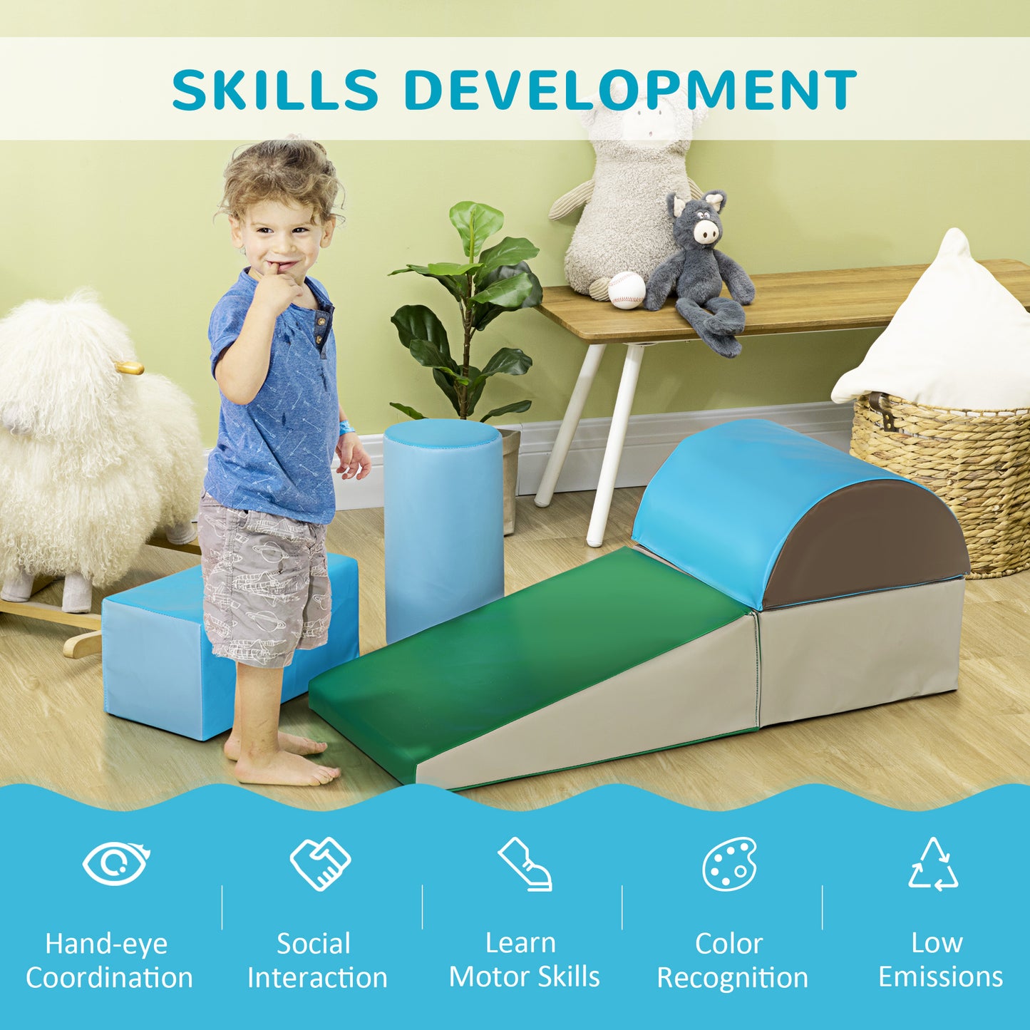 5 Piece Kids Soft Play Set, Climb and Crawl Activity Toys Set for Baby Toddler