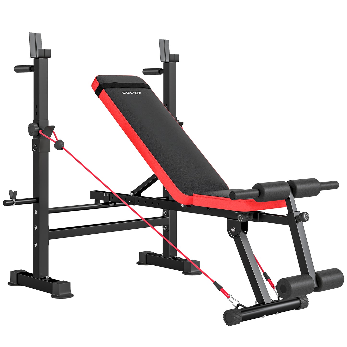 Adjustable Weight Bench with Squat Rack and Dip Stand