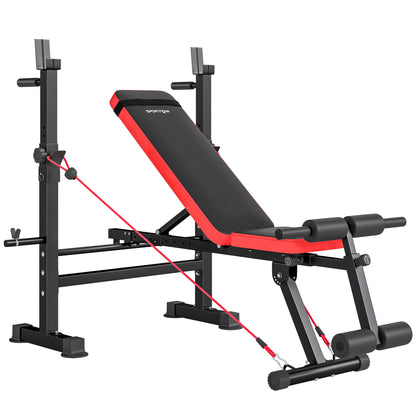 Adjustable Weight Bench with Squat Rack and Dip Stand