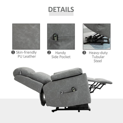 Faux Leather 70° Electric Riser Recliner Chair - Grey