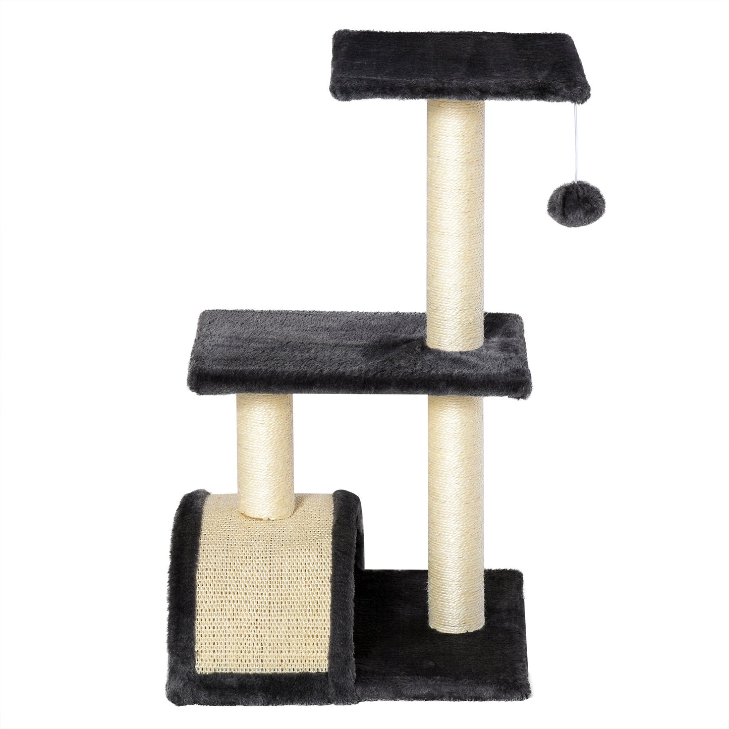 72cm Cat Tree with Scratching Post, Pad for Indoor Cats - Smoky Grey
