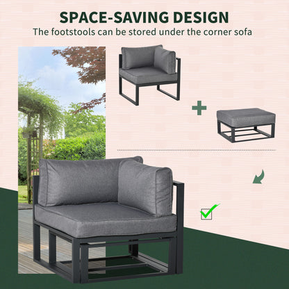 6 Piece Outdoor Couch, Sectional Sofa Set with Aluminum Patio Conversation Furniture, Grey