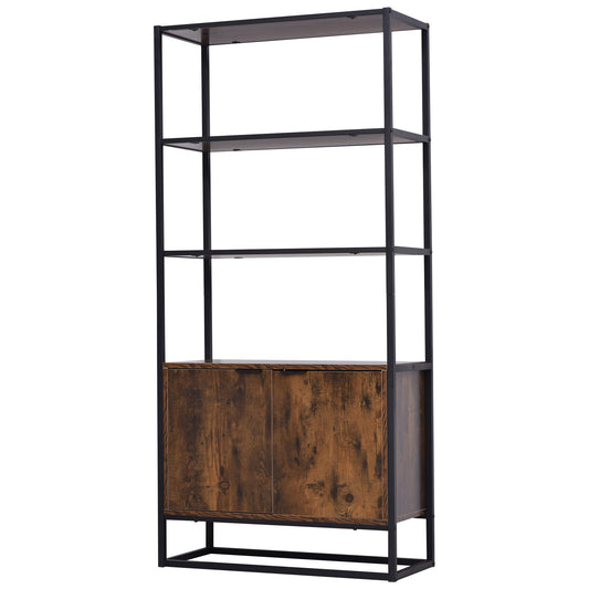 Industrial Bookshelf, Storage Shelf, Large Bookcase with 3 Open Shelves, Multifunctional Rack for Living Room, Office