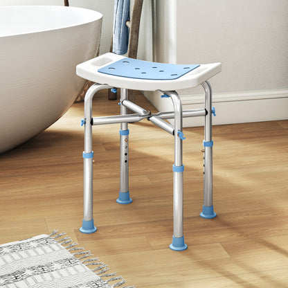 44-51.5cm Aluminium Frame Shower/Bath Stool - Light Blue