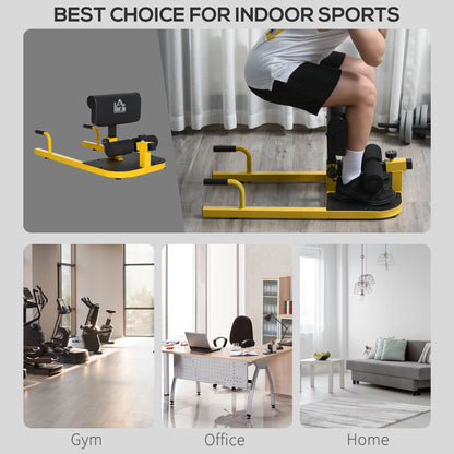 Squat Machine with Push Up Stand, Padded Hip Thrust Bench with Adjustable Cushion for Home Gym Work Out, Yellow