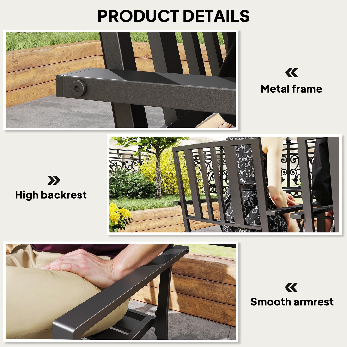 Set of Four Minimal Metal Garden Chairs - Black