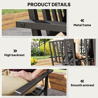 Set of Four Minimal Metal Garden Chairs - Black
